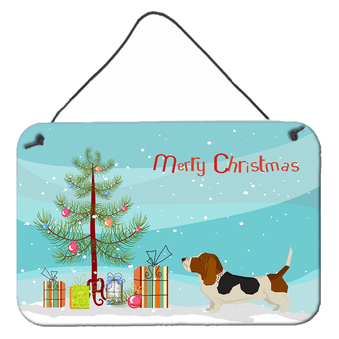 Basset Hound Christmas Tree Wall or Door Hanging Prints