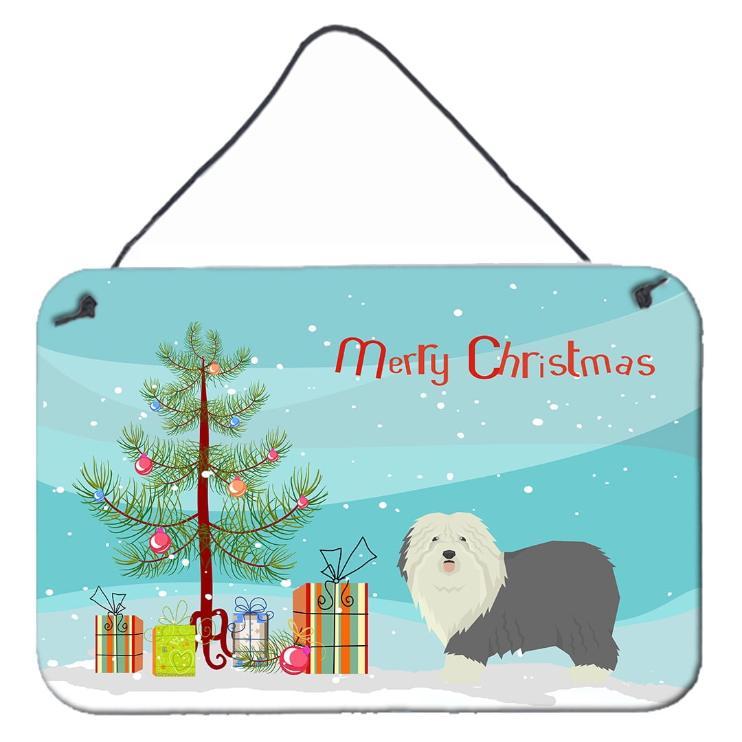 CK3552DS812 Old English Sheepdog Christmas Tree Wall or Door Hanging Prints