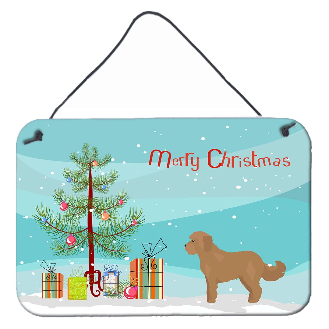 Tan Cockapoo Christmas Tree Wall or Door Hanging Prints