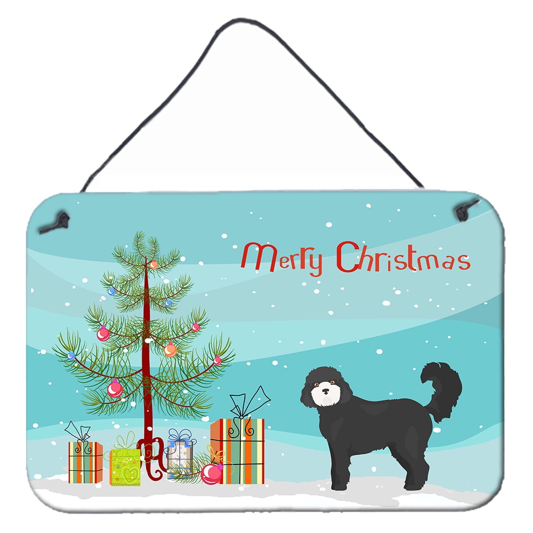 Black Cockapoo Christmas Tree Wall or Door Hanging Prints