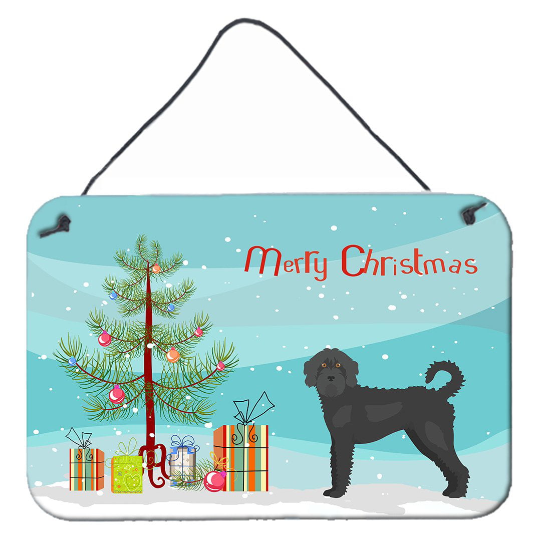 Black Labradoodle Christmas Tree Wall or Door Hanging Prints