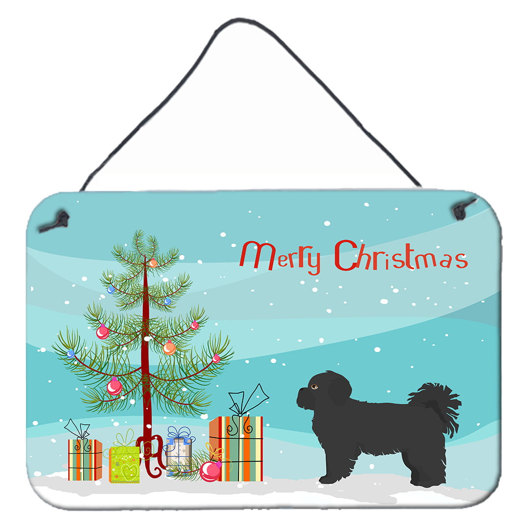 CK3858DS812 Black Pekeapoo Christmas Tree Wall or Door Hanging Prints