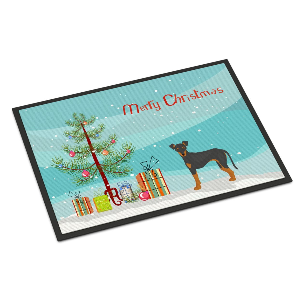 24 x 36 in. Manchester Terrier Christmas Tree Indoor or Outdoor Mat