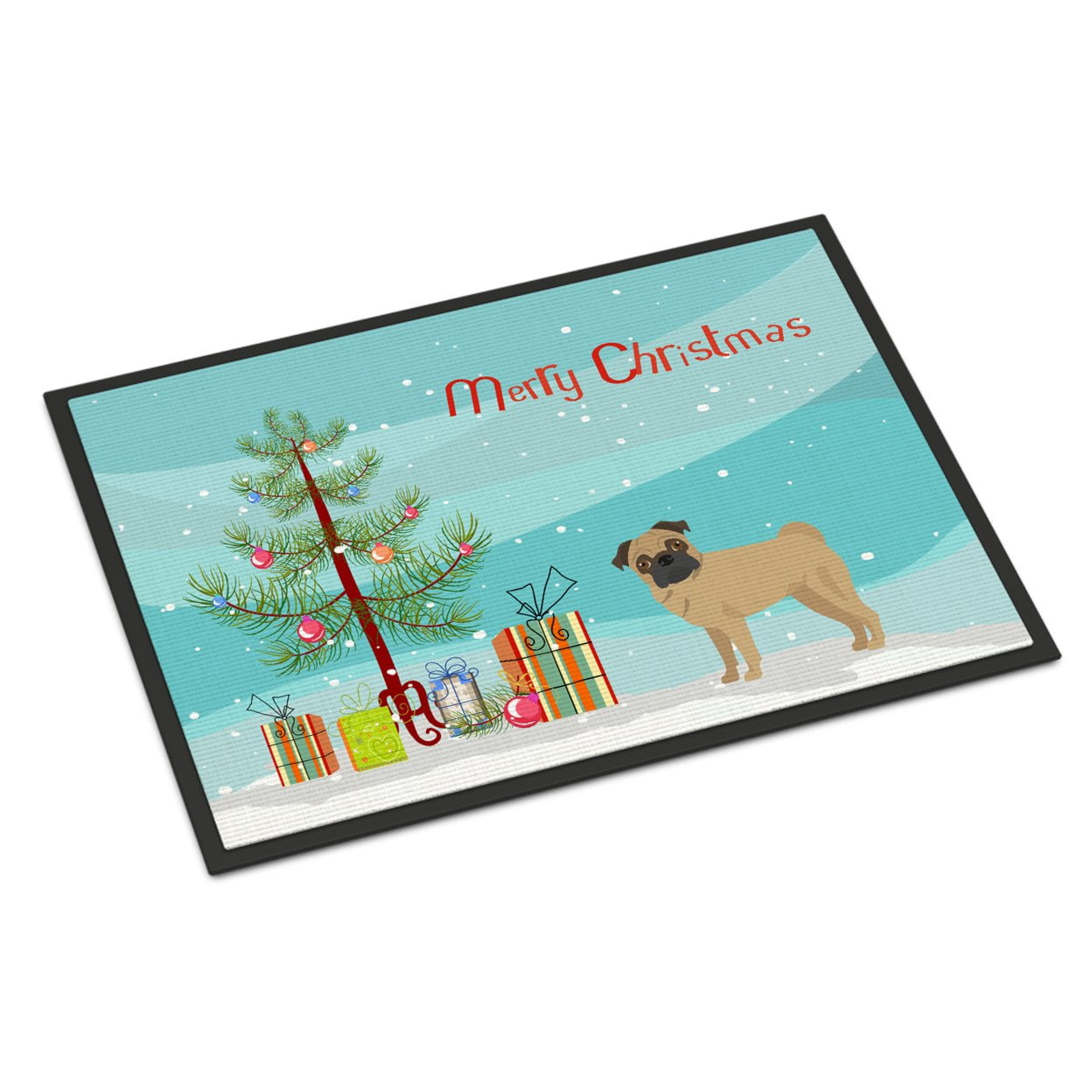 24 x 36 in. Pug Christmas Tree Indoor or Outdoor Mat