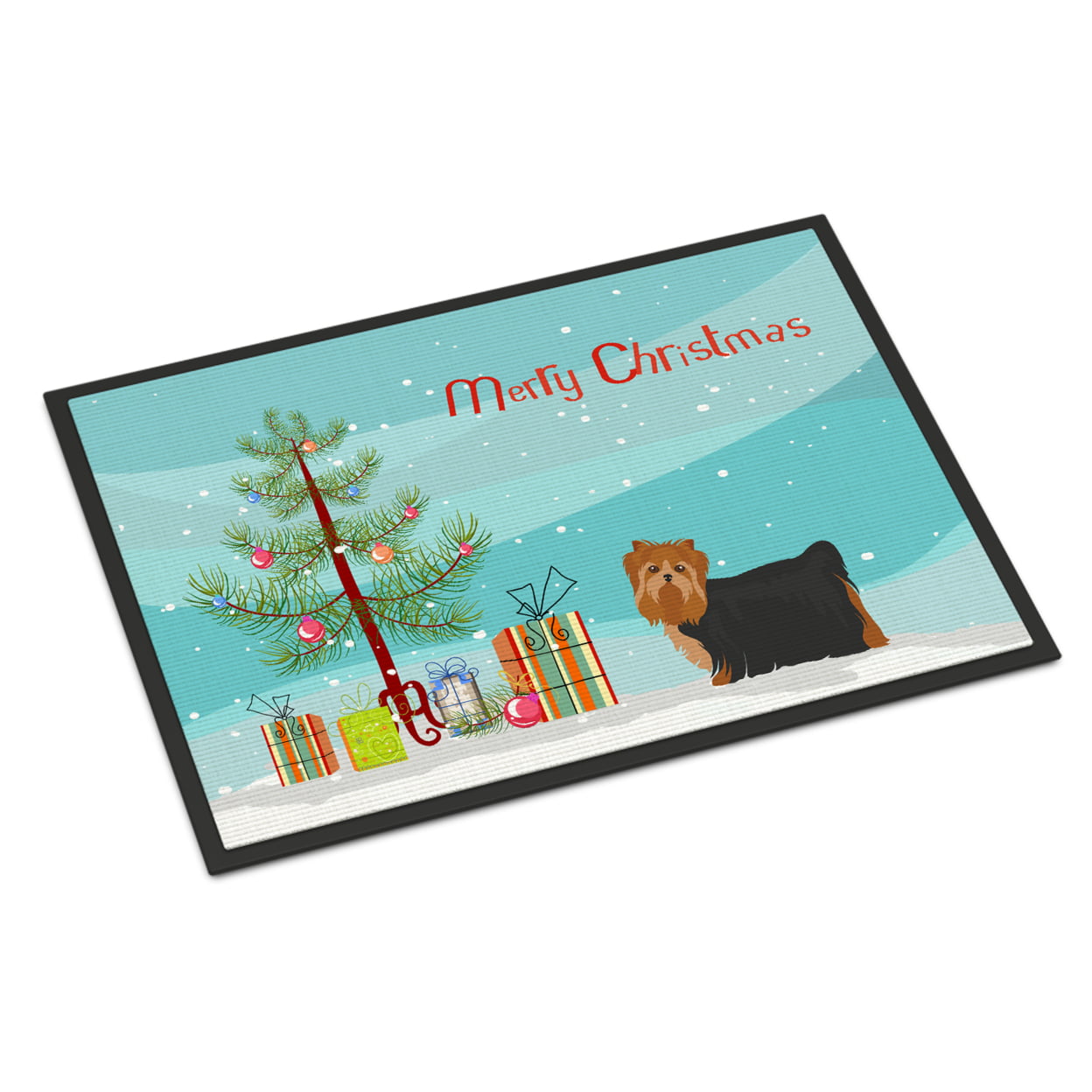 CK3490JMAT 24 x 36 in. Yorkshire Terrier Christmas Tree Indoor or Outdoor Mat