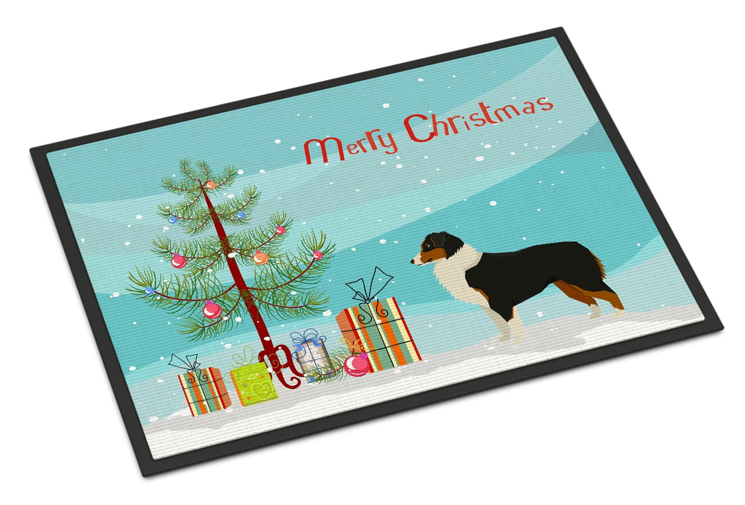 CK3516JMAT 24 x 36 in. Australian Shepherd Christmas Tree Indoor or Outdoor Mat