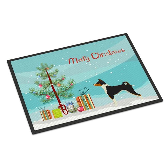 CK3517JMAT 24 x 36 in. Basenji Christmas Tree Indoor or Outdoor Mat