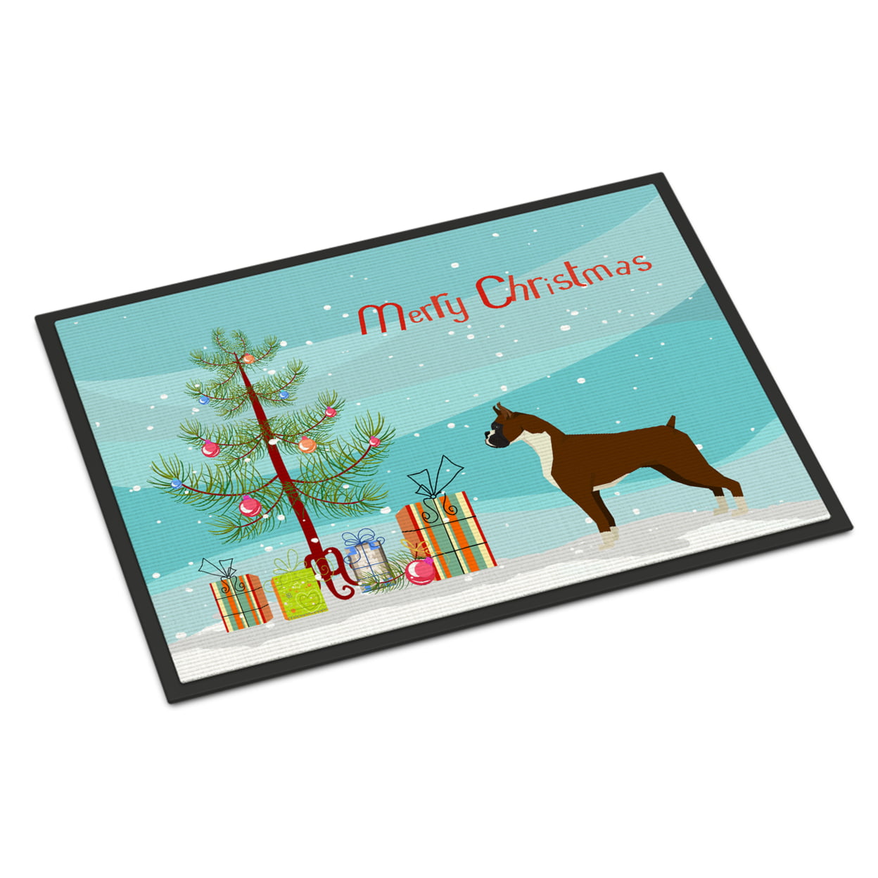24 x 36 in. Boxer Christmas Tree Indoor or Outdoor Mat