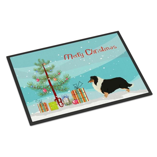24 x 36 in. Collie Christmas Tree Indoor or Outdoor Mat