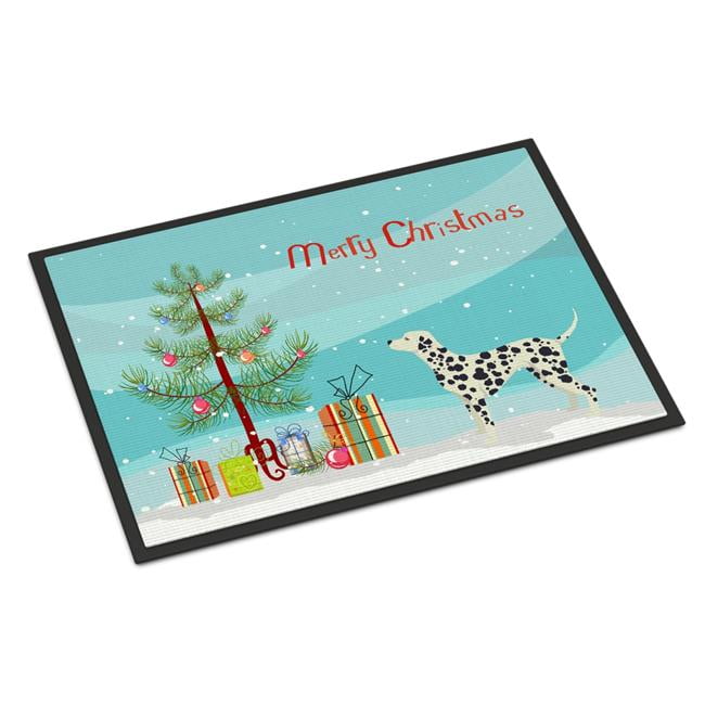 24 x 36 in. Dalmatian Christmas Tree Indoor or Outdoor Mat