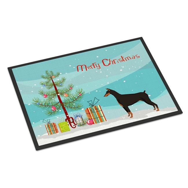 CK3535JMAT 24 x 36 in. Doberman Pinscher Christmas Tree Indoor or Outdoor Mat