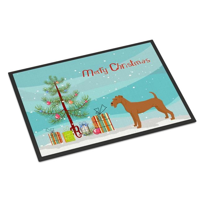 24 x 36 in. Irish Terrier Christmas Tree Indoor or Outdoor Mat