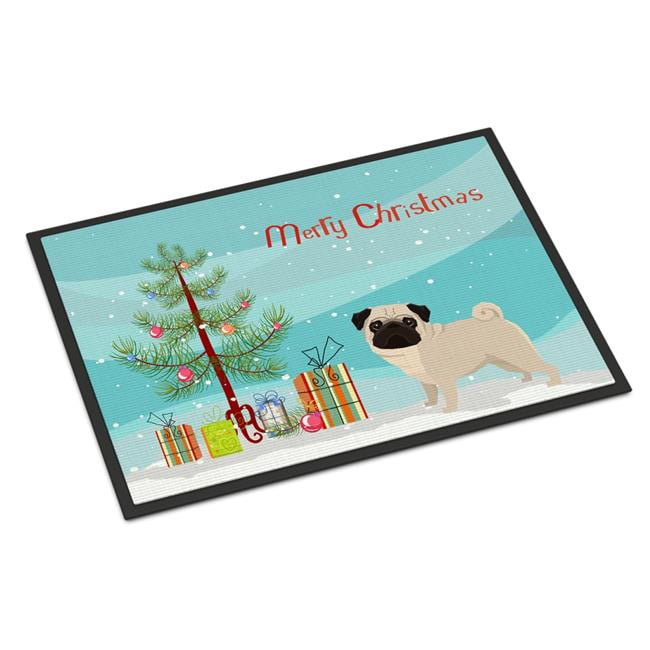 CK3557JMAT 24 x 36 in. Pug Christmas Tree Indoor or Outdoor Mat