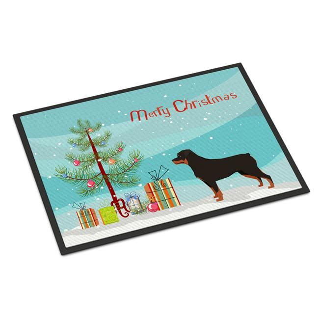 CK3558JMAT 24 x 36 in. Rottweiler Christmas Tree Indoor or Outdoor Mat