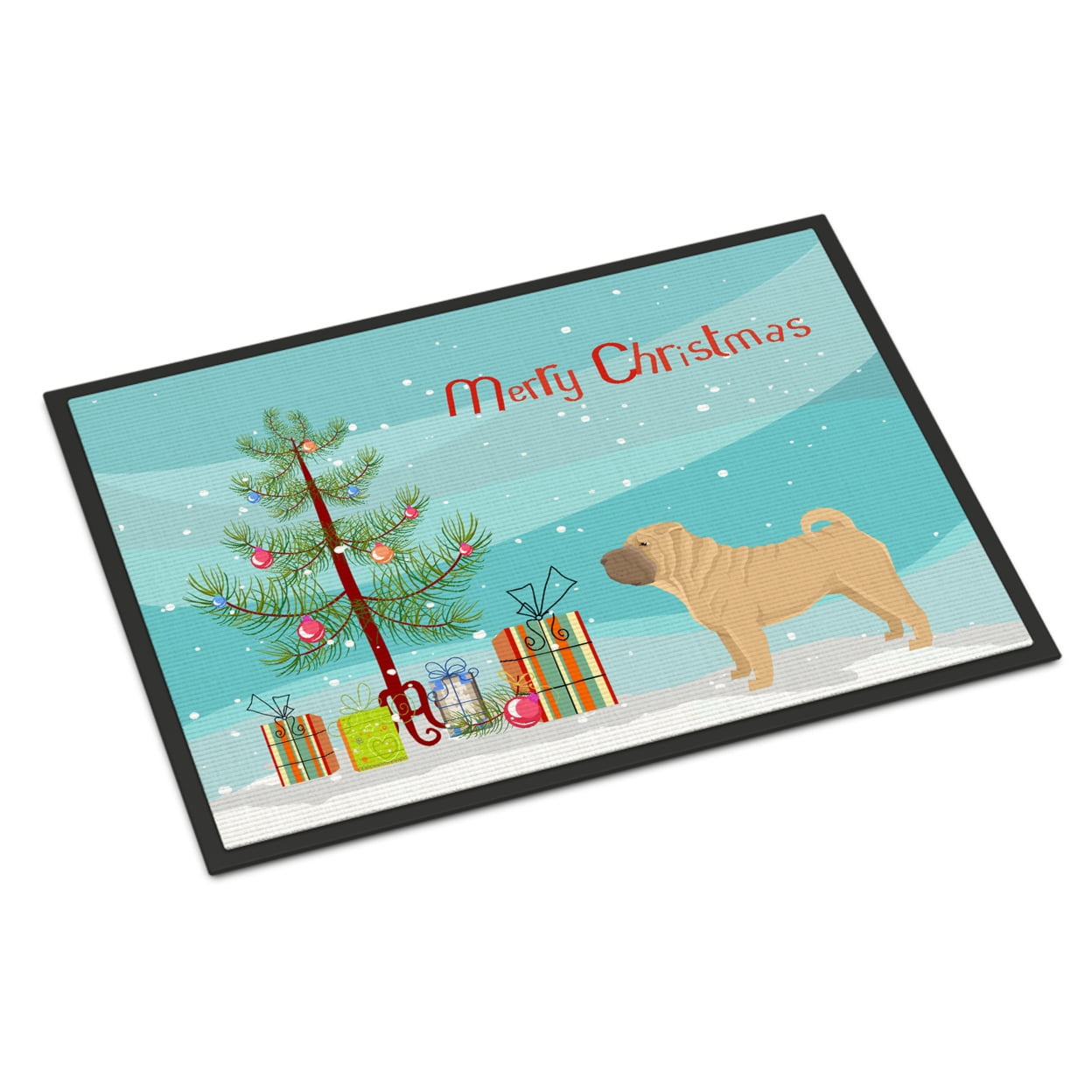 CK3562JMAT 24 x 36 in. Shar Pei Christmas Tree Indoor or Outdoor Mat