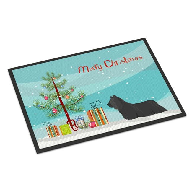 24 x 36 in. Skye Terrier Christmas Tree Indoor or Outdoor Mat
