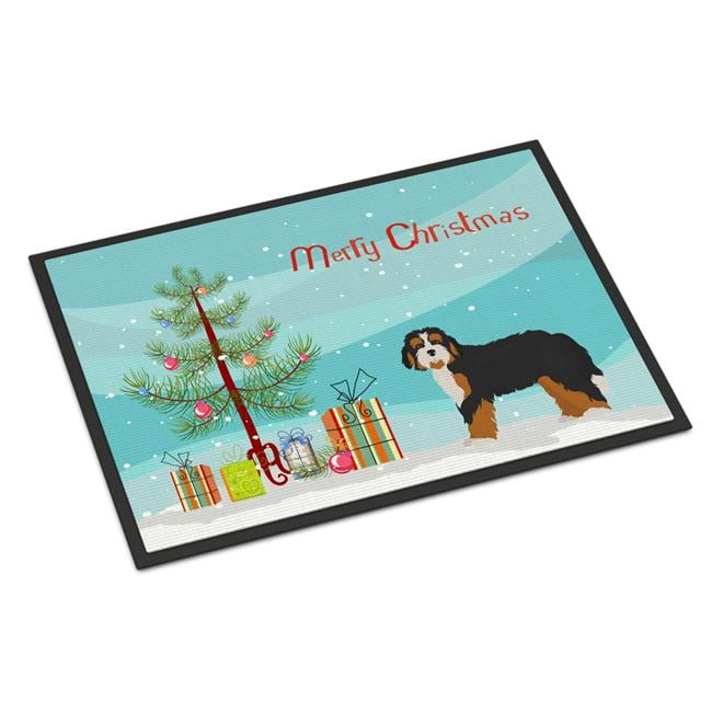 24 x 36 in. Bernedoodle Christmas Tree Indoor or Outdoor Mat