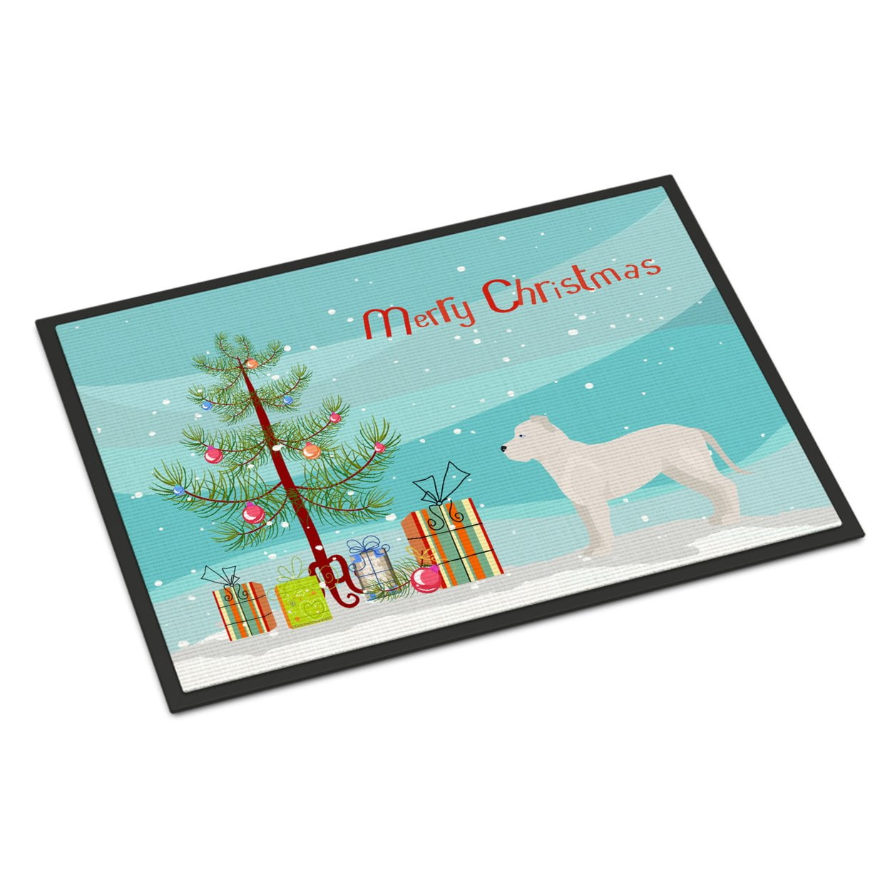 CK3808JMAT 24 x 36 in. White Bullboxer Christmas Tree Indoor or Outdoor Mat