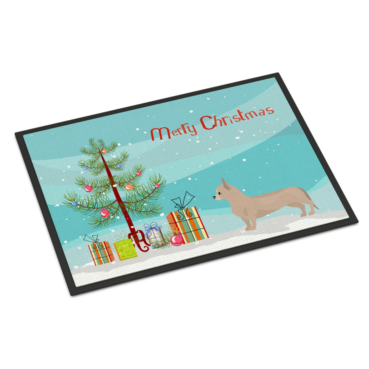 CK3815JMAT 24 x 36 in. Tan Chiweenie Christmas Tree Indoor or Outdoor Mat