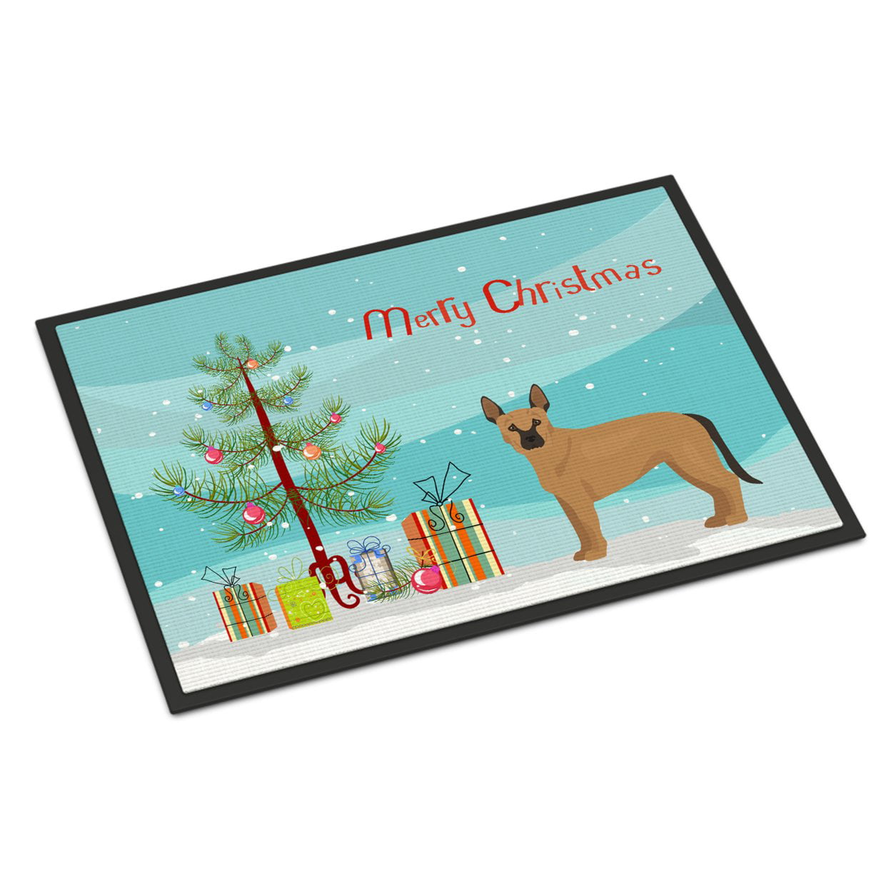 CK3832JMAT 24 x 36 in. Tan German Shepherd Mastiff Mix Christmas Tree Indoor or Outdoor Mat