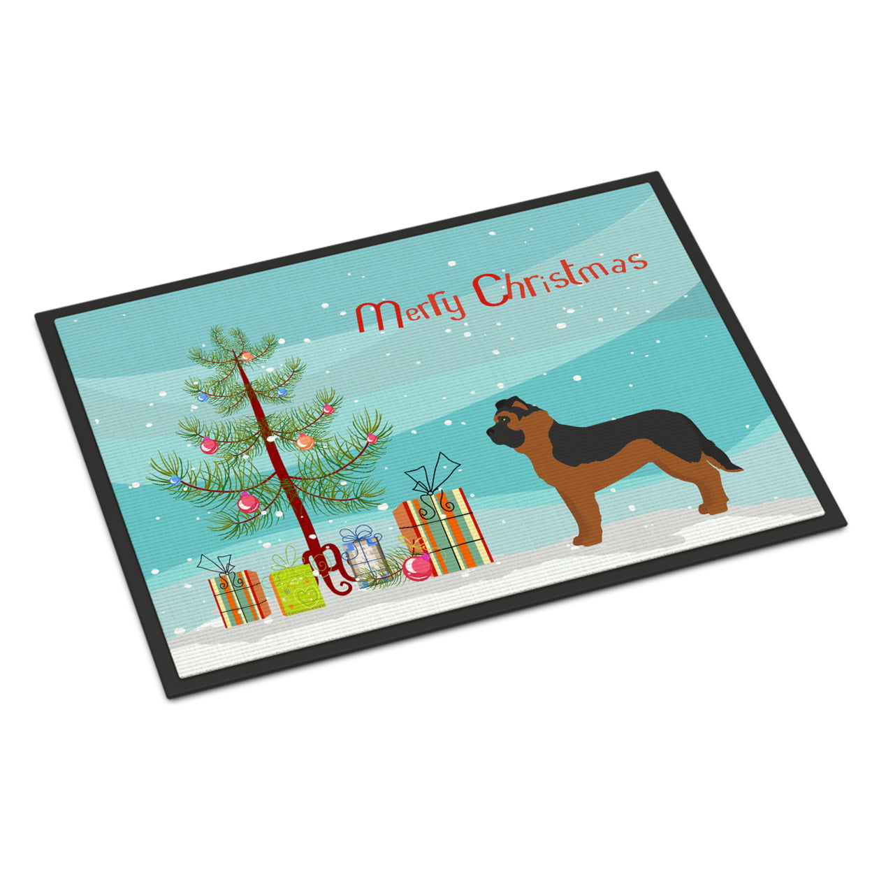 CK3833JMAT 24 x 36 in. Black German Shepherd Mastiff Mix Christmas Tree Indoor or Outdoor Mat
