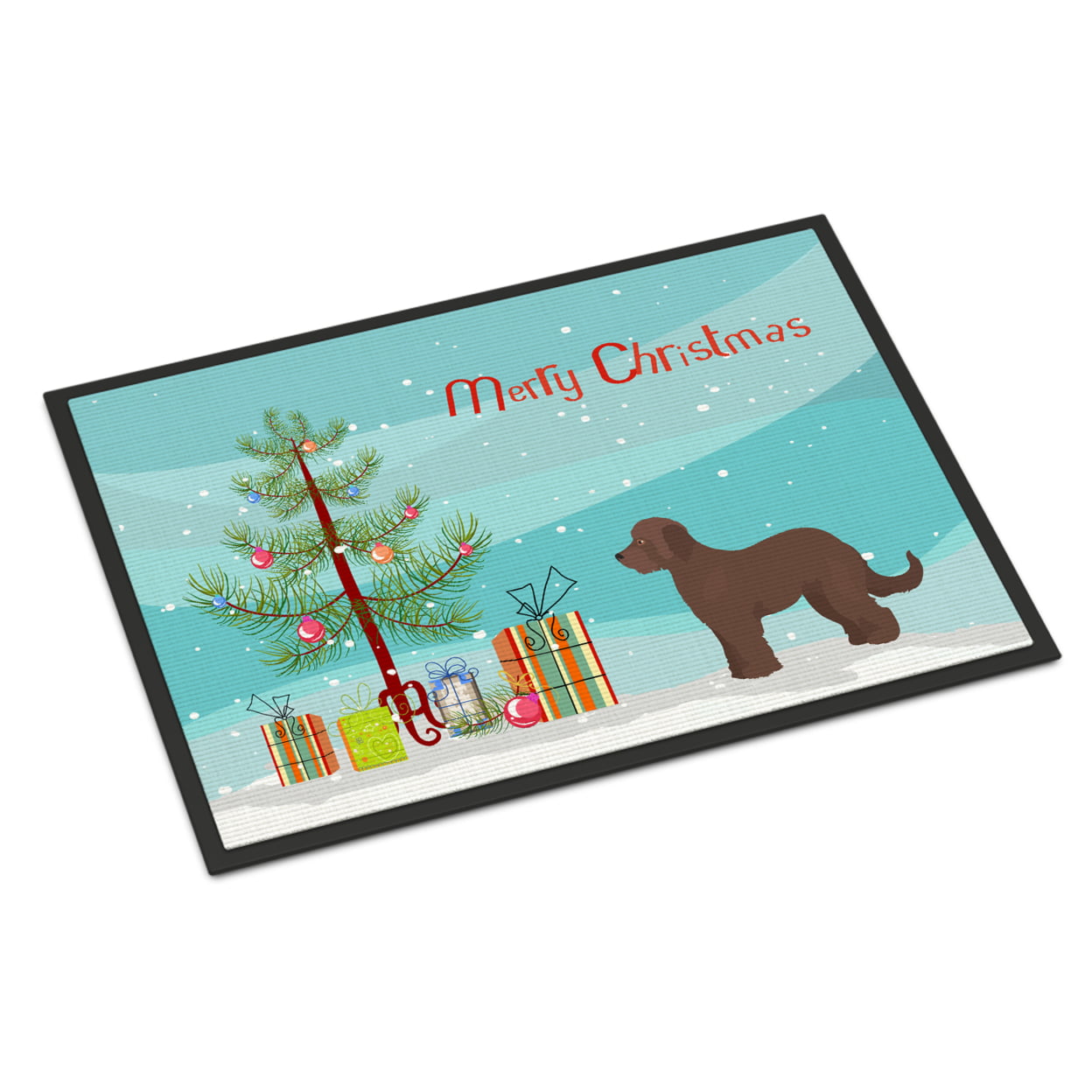 CK3838JMAT 24 x 36 in. Brown Goldendoodle Christmas Tree Indoor or Outdoor Mat