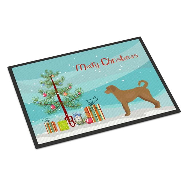 CK3846JMAT 24 x 36 in. Tan Labradoodle Christmas Tree Indoor or Outdoor Mat