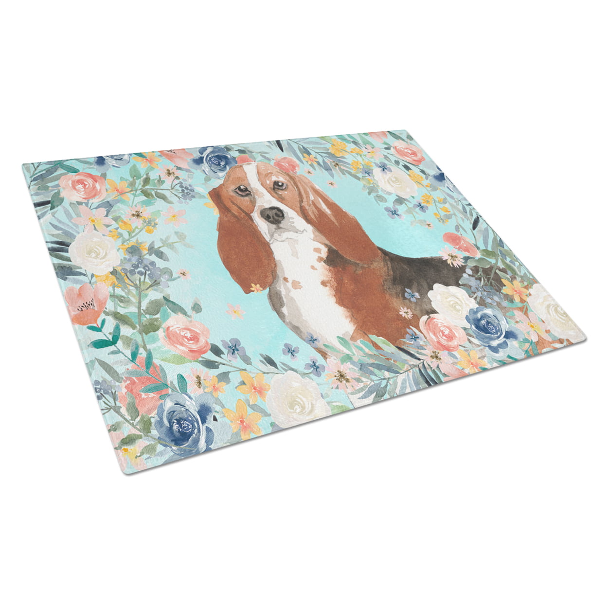 Basset Hound Glass Cutting Board - Large