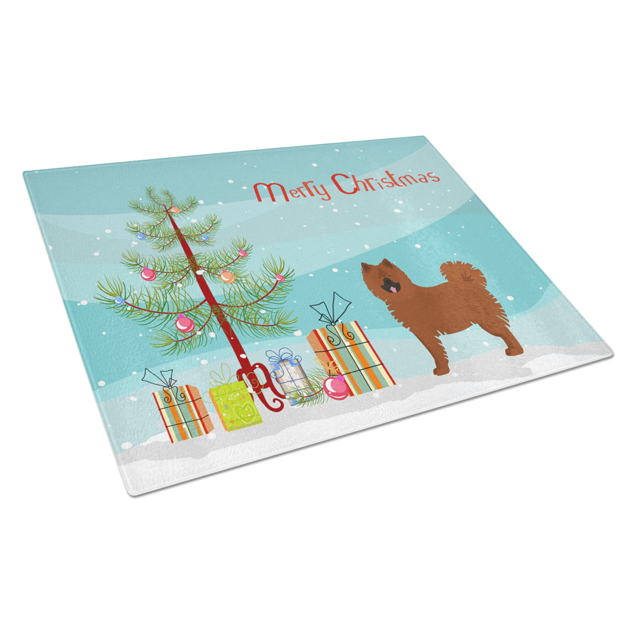 Eurasier or Eurasian Dog Christmas Tree Glass Cutting Board - Large