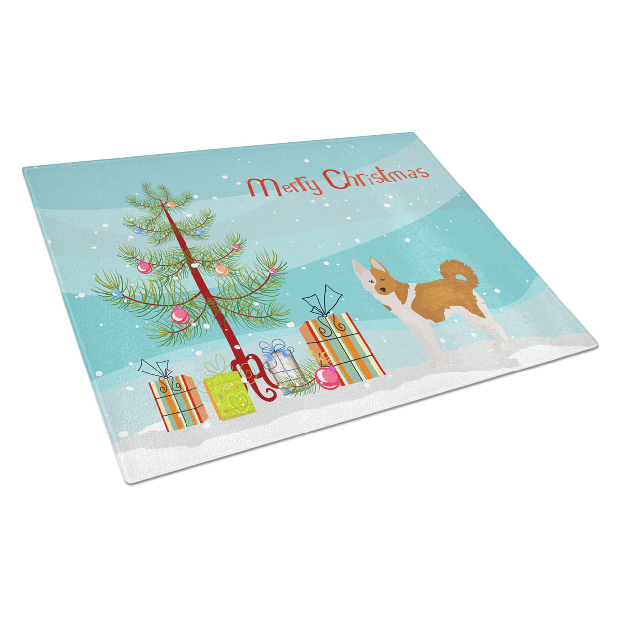 Picture of Carolines Treasures CK3475LCB Nordic Spitz Christmas Tree Glass Cutting Board - Large