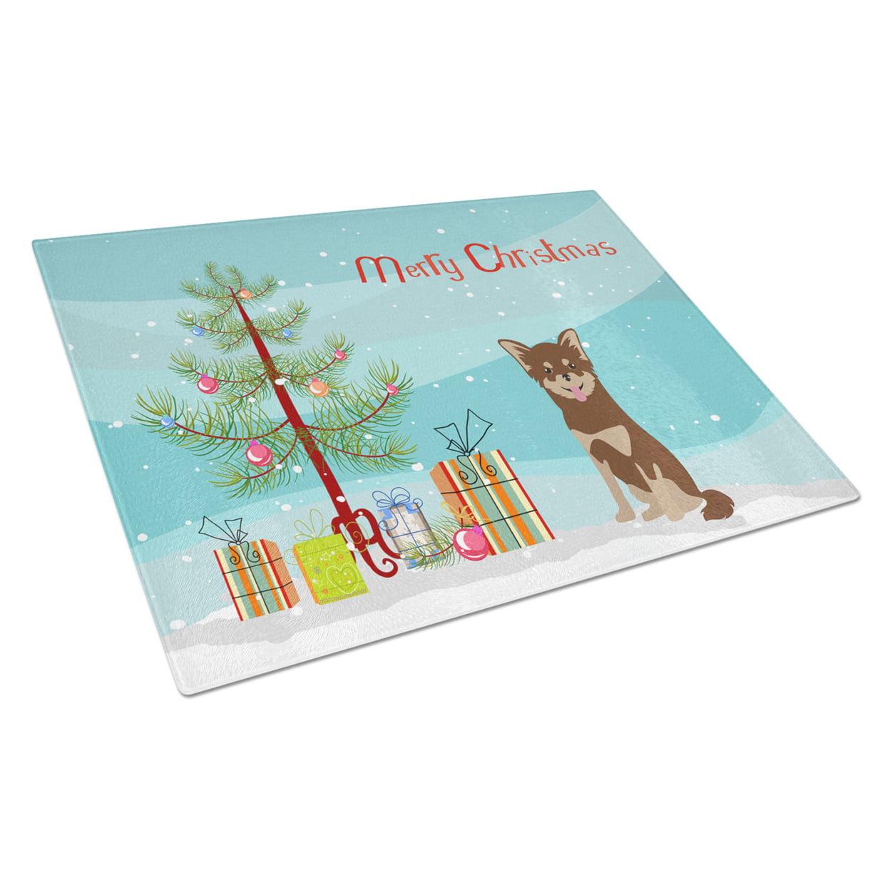 Picture of Carolines Treasures CK3496LCB Chihuahua Christmas Tree Glass Cutting Board - Large