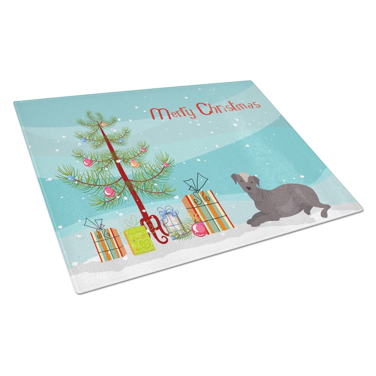 Ecuadorian Hairless Dog Christmas Tree Glass Cutting Board - Large