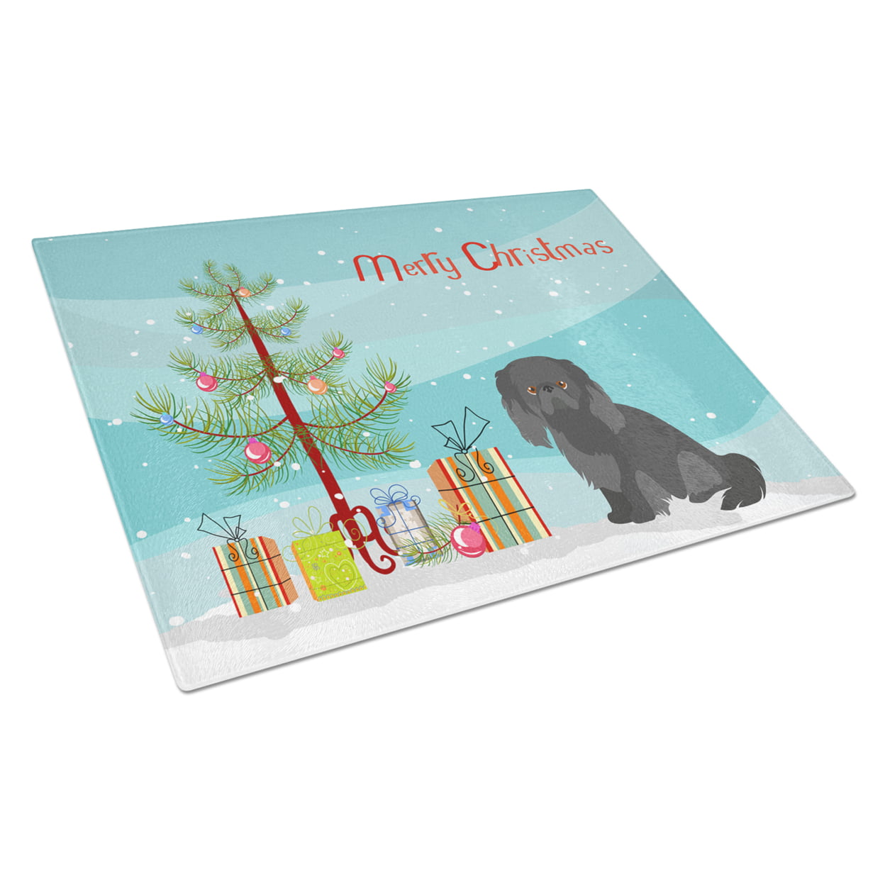 Picture of Carolines Treasures CK3505LCB Pekingese Christmas Tree Glass Cutting Board - Large