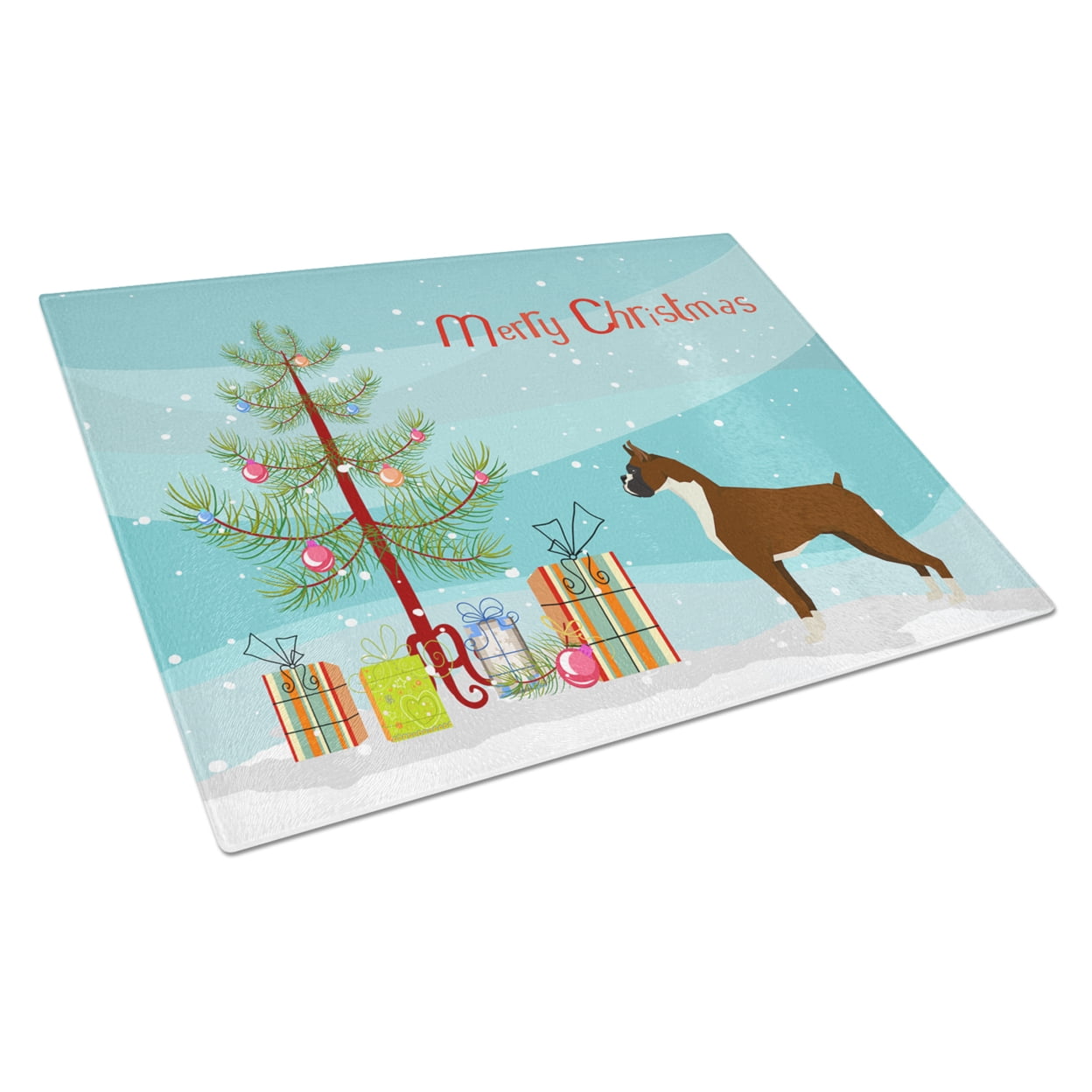 Boxer Christmas Tree Glass Cutting Board - Large