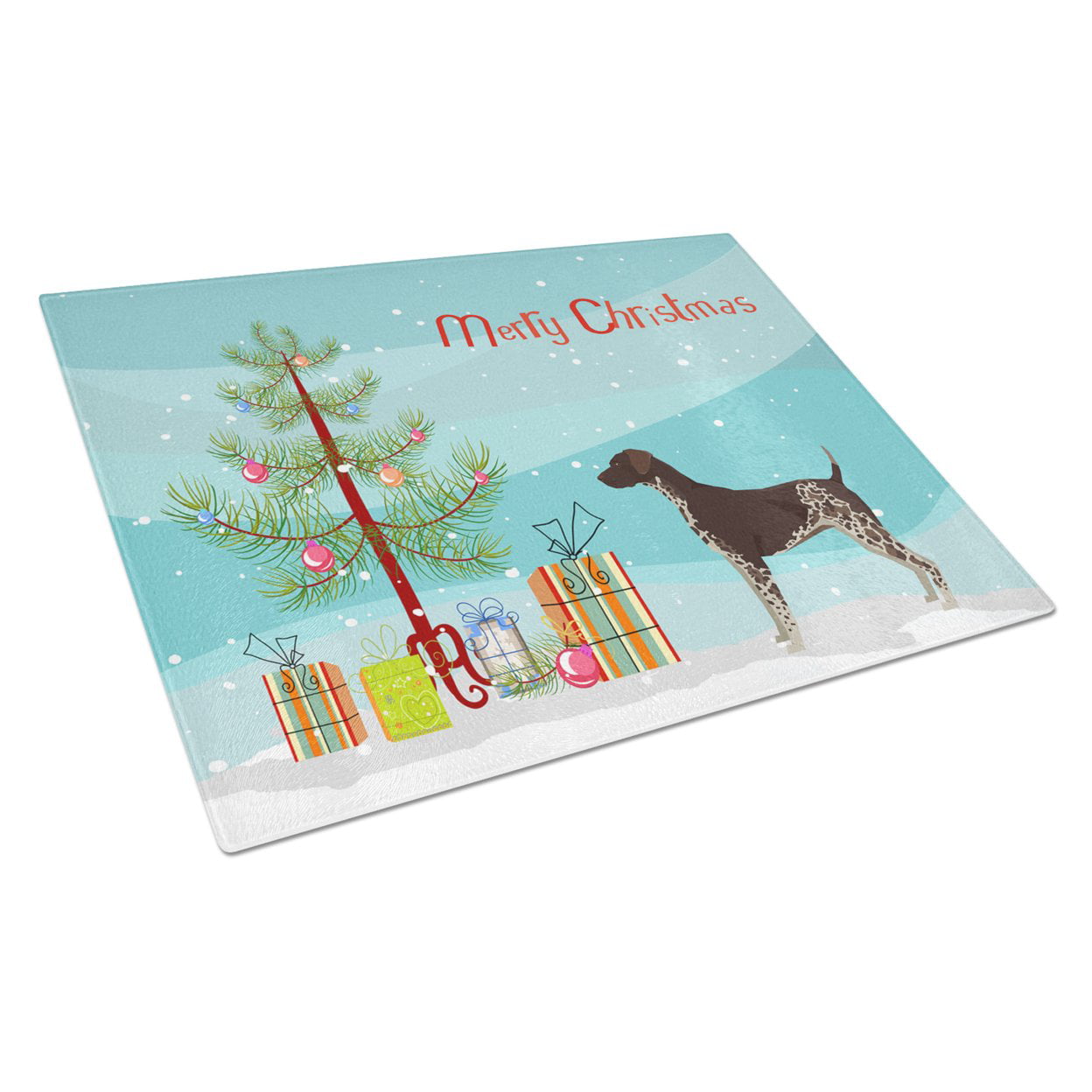 Picture of Carolines Treasures CK3541LCB German Shorthaired Pointer Christmas Tree Glass Cutting Board - Large