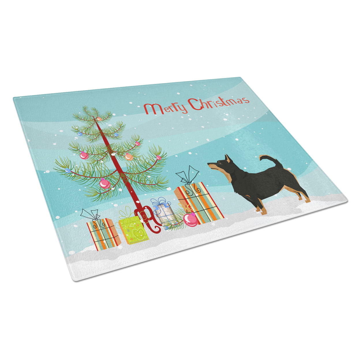 Lancashire Terrier Christmas Tree Glass Cutting Board - Large