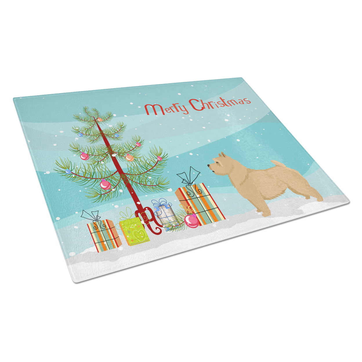 Norwich Terrier Christmas Tree Glass Cutting Board - Large