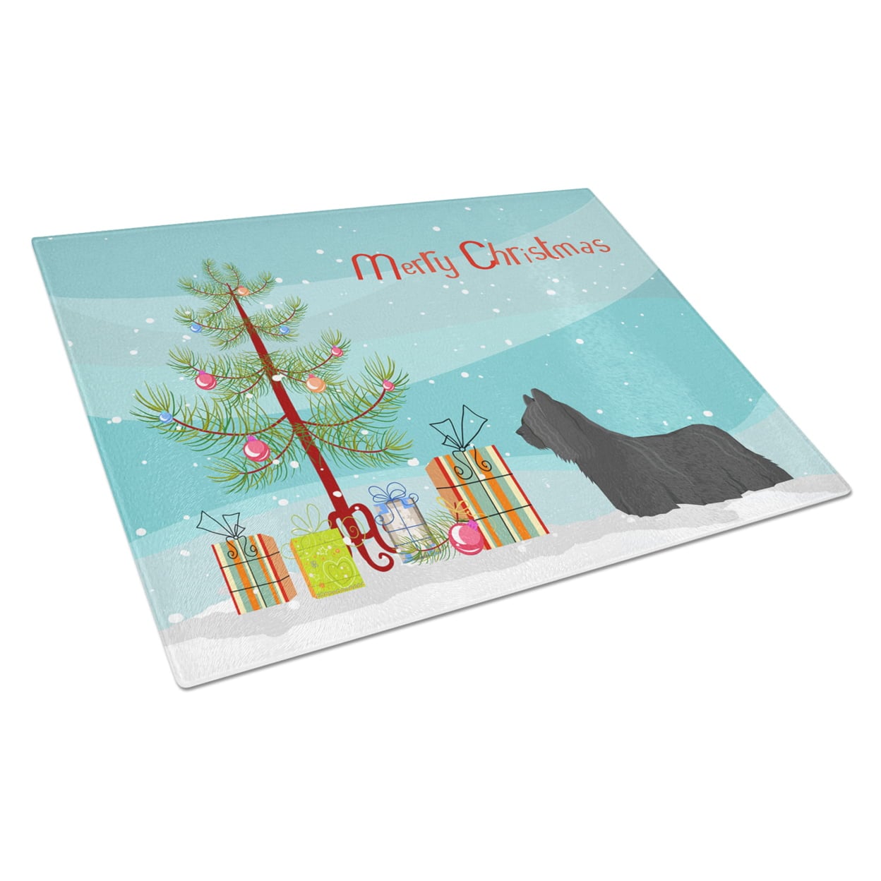 Skye Terrier Christmas Tree Glass Cutting Board - Large