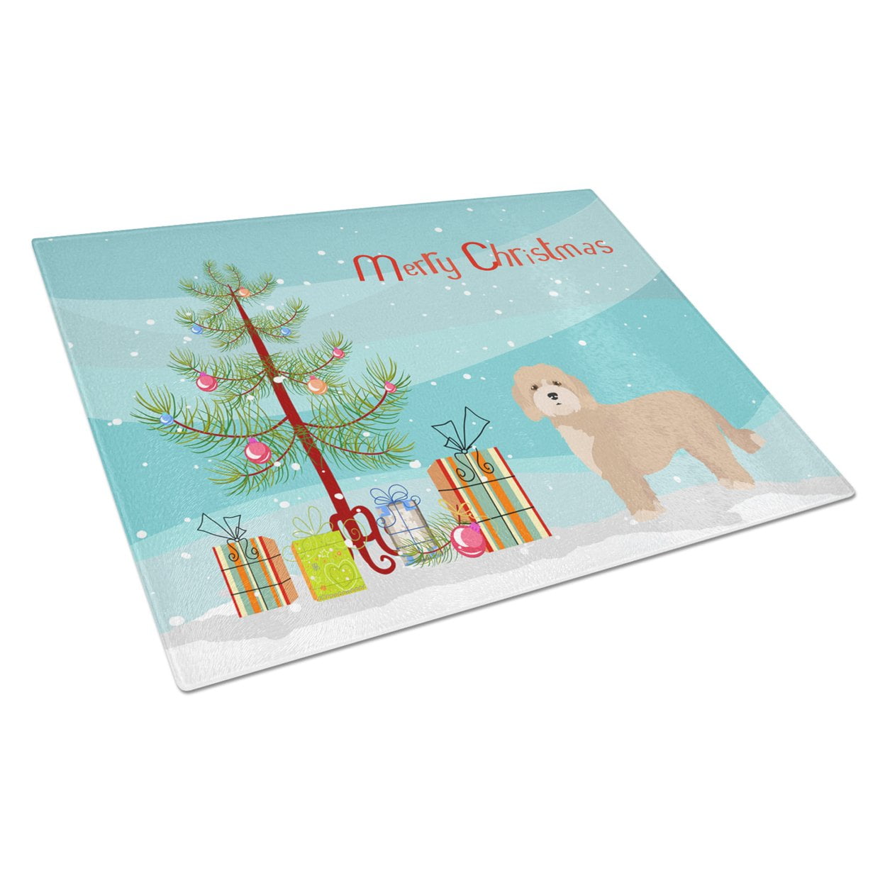 CK3810LCB Cavachon Christmas Tree Glass Cutting Board - Large