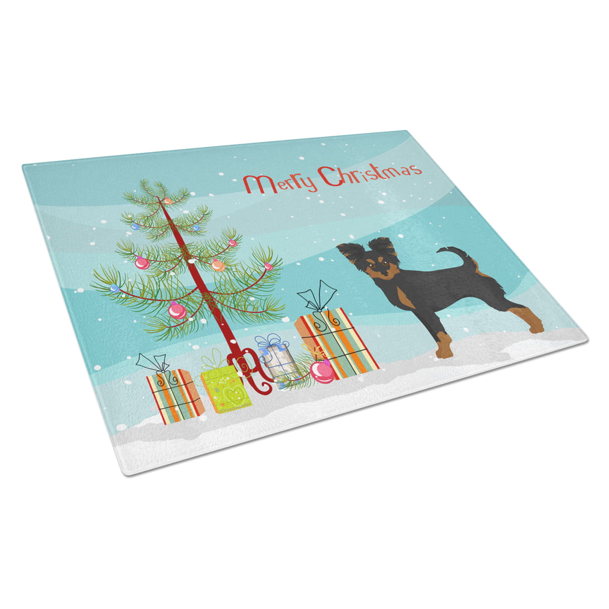 Black & Tan Chion Christmas Tree Glass Cutting Board - Large