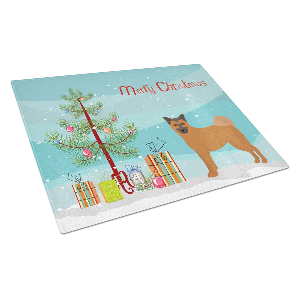 Chow Shepherd Christmas Tree Glass Cutting Board - Large