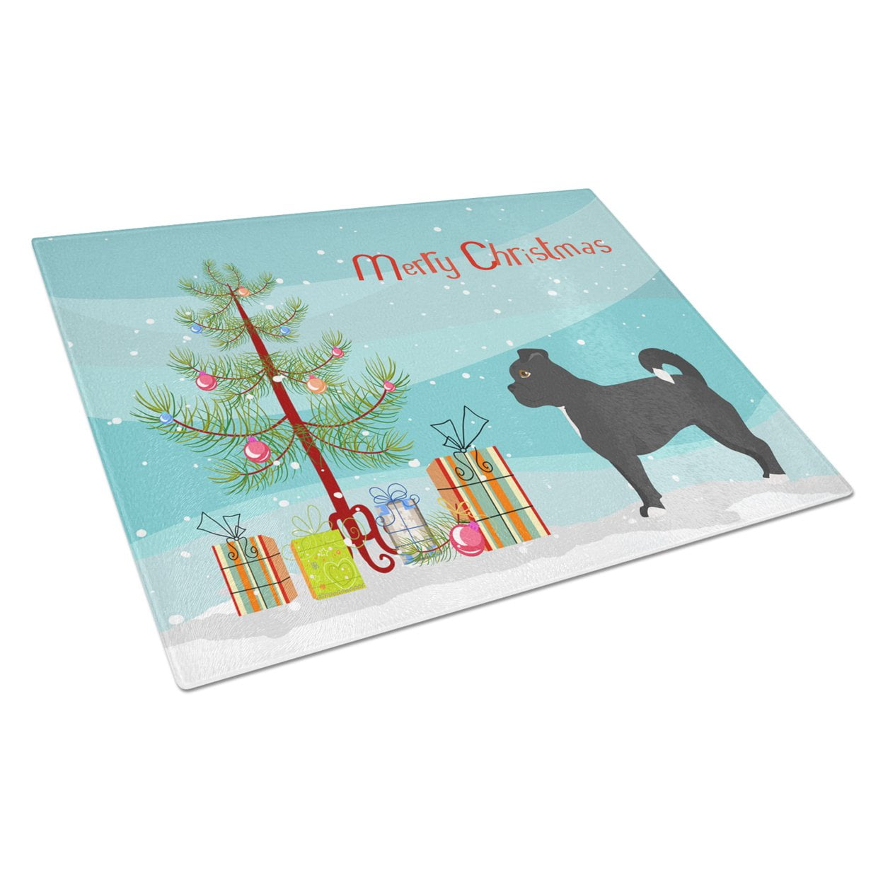 CK3820LCB Black Chug Christmas Tree Glass Cutting Board - Large