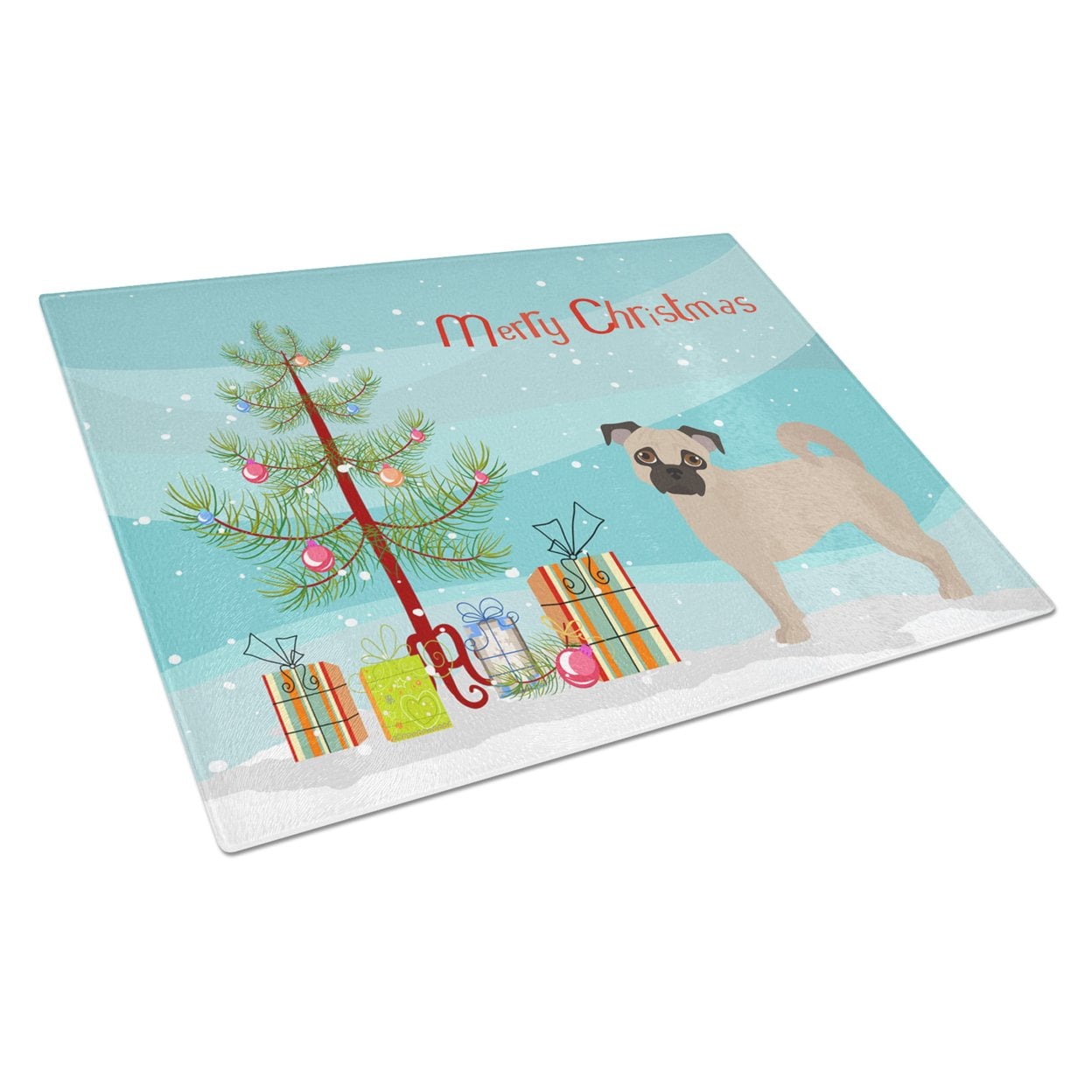Fawn Chug Christmas Tree Glass Cutting Board - Large
