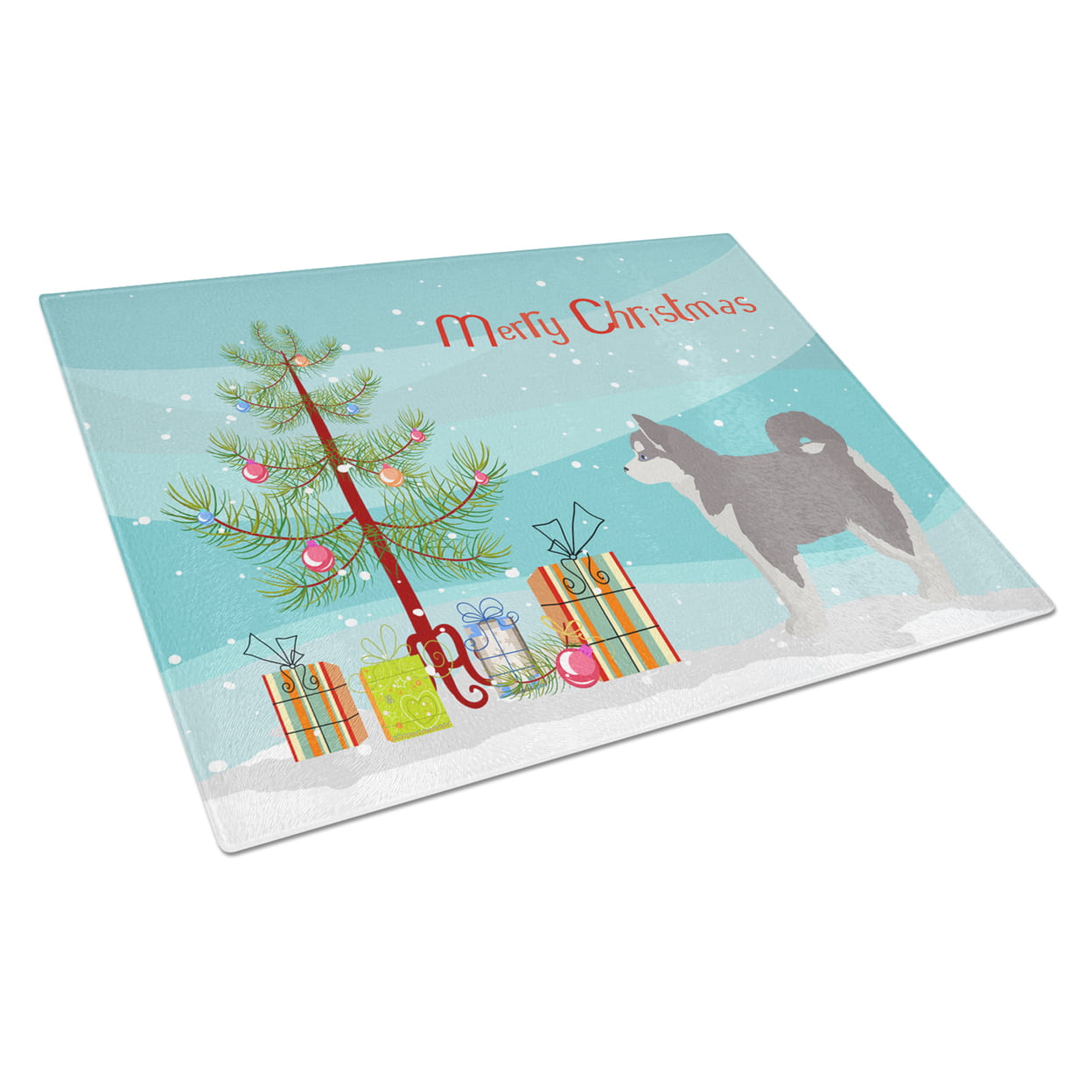 Pomsky No.2 Christmas Tree Glass Cutting Board - Large