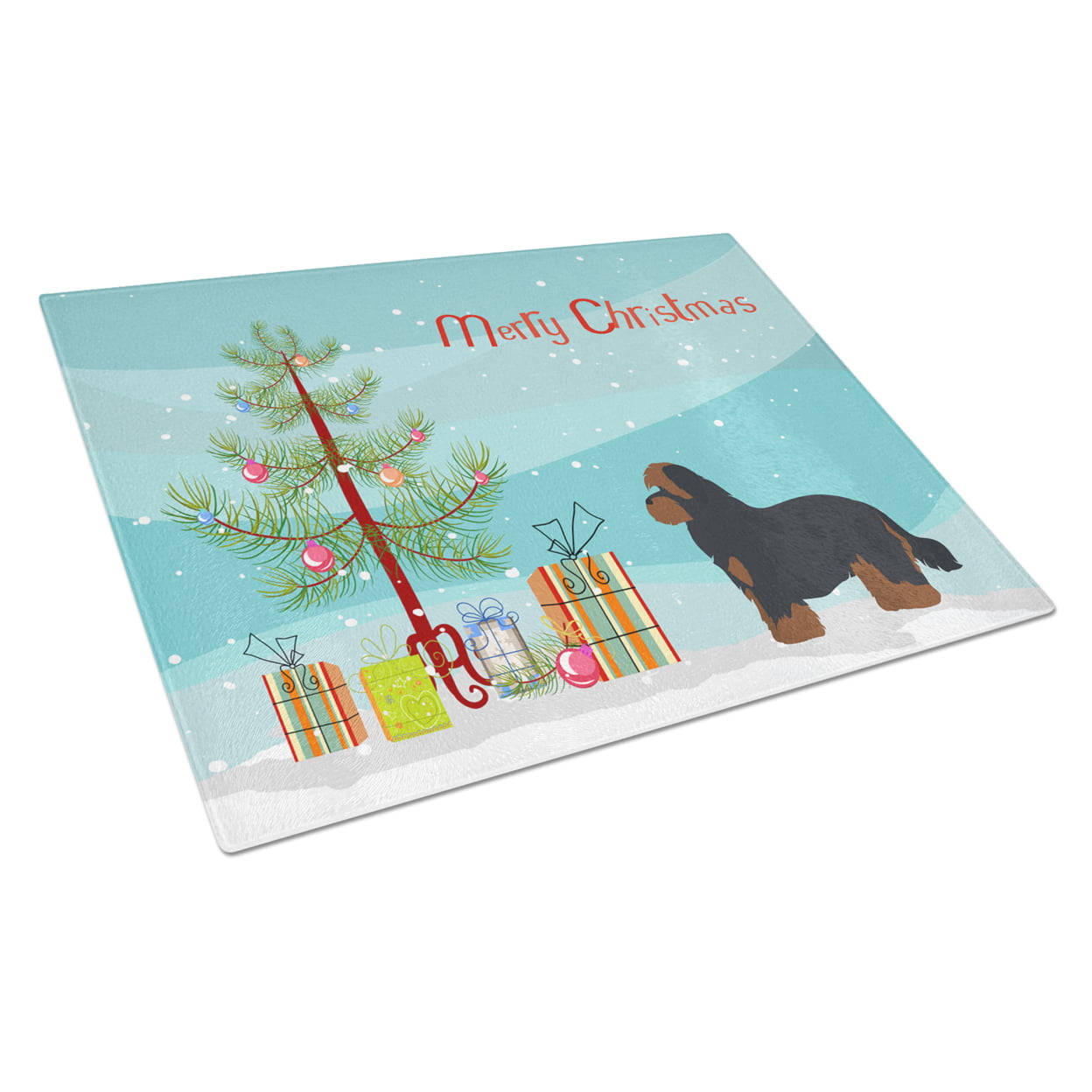 Shorkie No.1 Christmas Tree Glass Cutting Board - Large