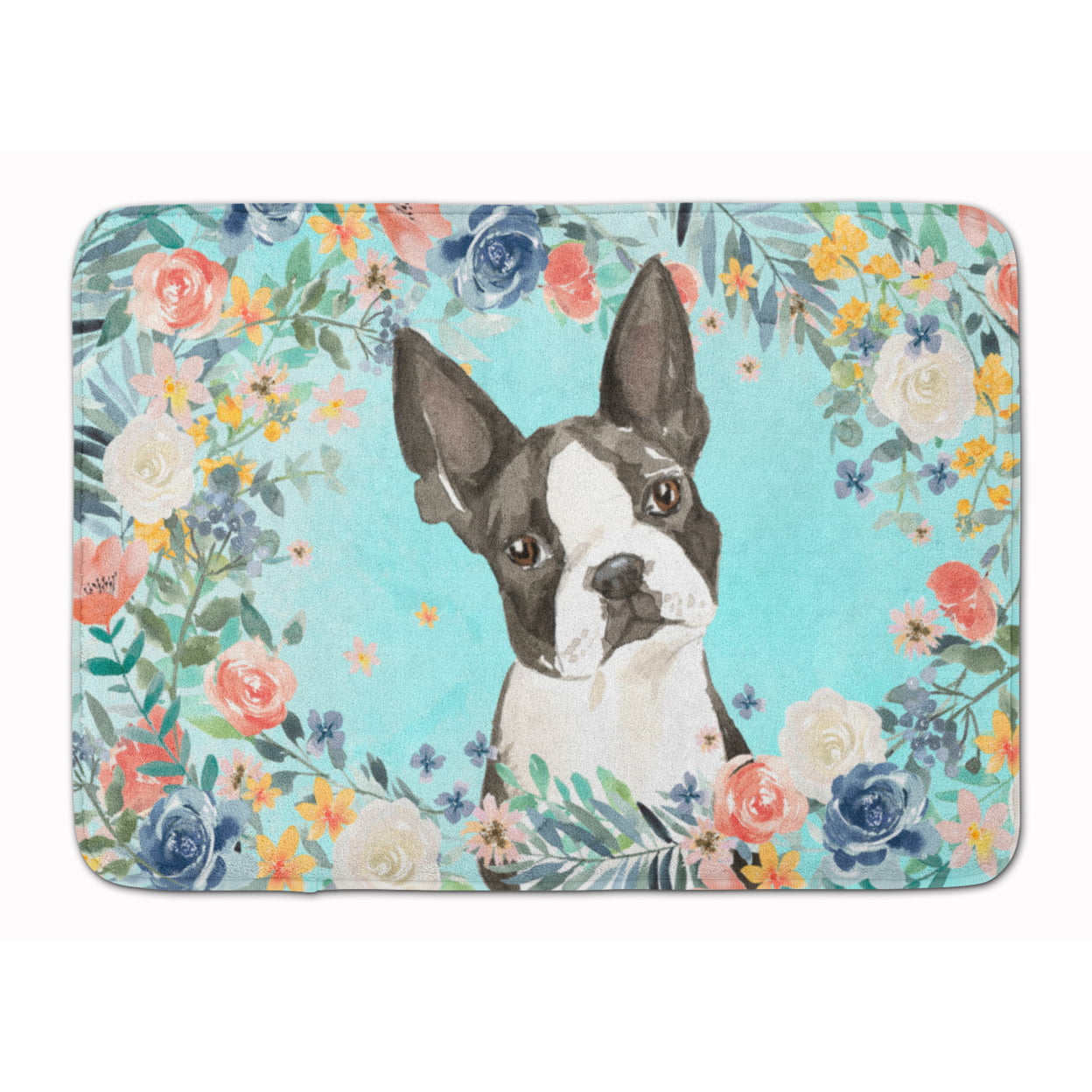 CK3433RUG Boston Terrier Machine Washable Memory Foam Mat