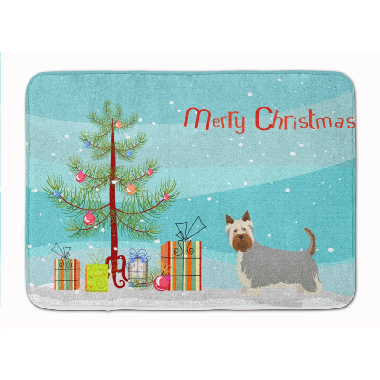 CK3443RUG Australian Silky Terrier Christmas Tree Machine Washable Memory Foam Mat