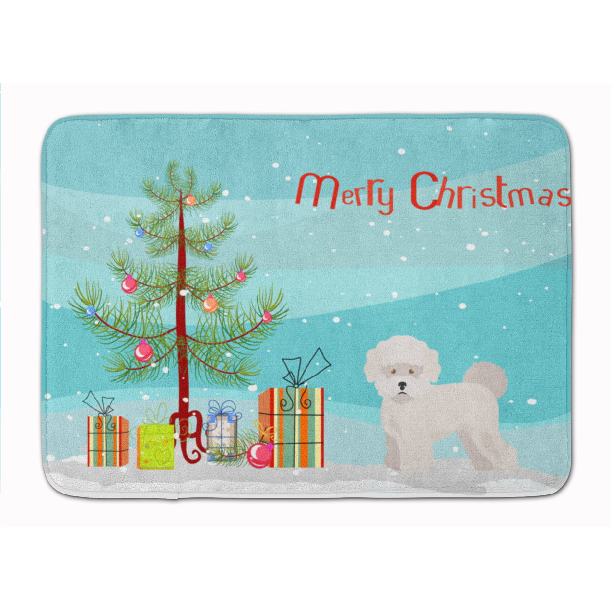 CK3445RUG Bichon Fris Christmas Tree Machine Washable Memory Foam Mat