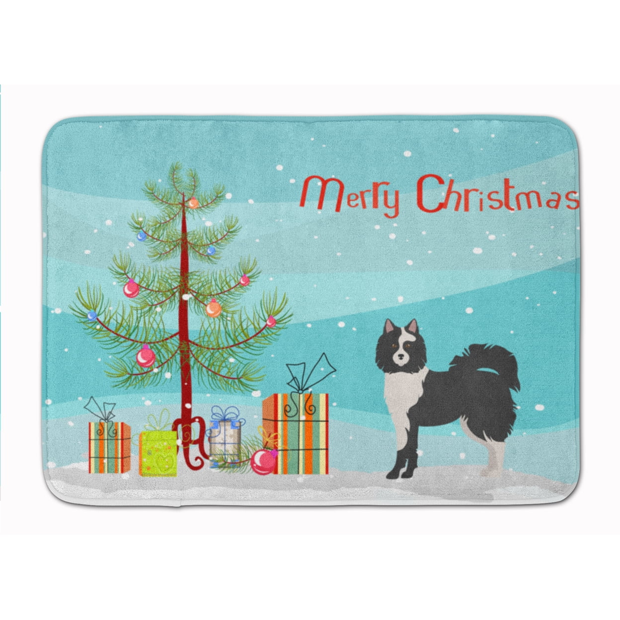 CK3452RUG Black & White Elo Dog Christmas Tree Machine Washable Memory Foam Mat