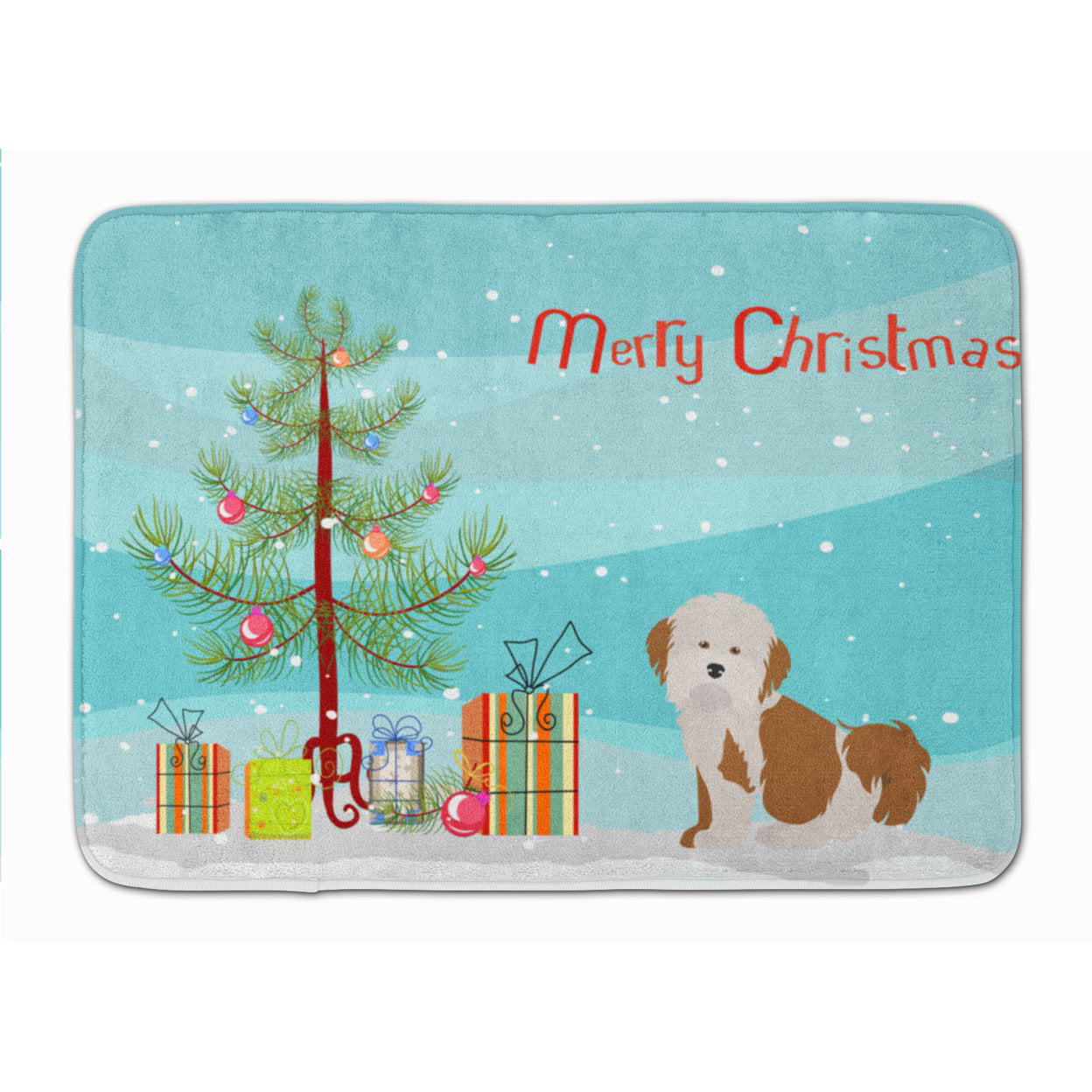 CK3458RUG Havanese Christmas Tree Machine Washable Memory Foam Mat